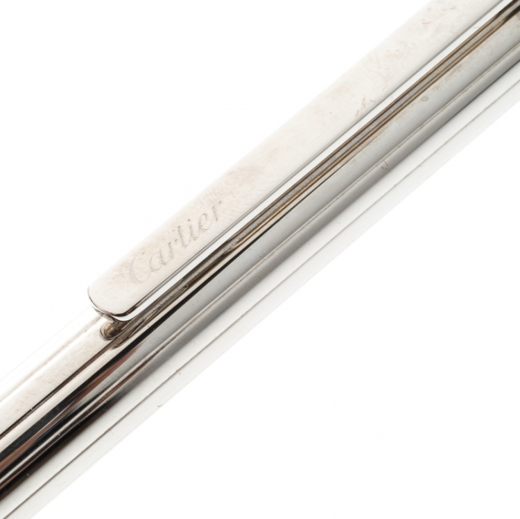 Pre Owned Cartier Textured Silver Tone Ballpoint Pen