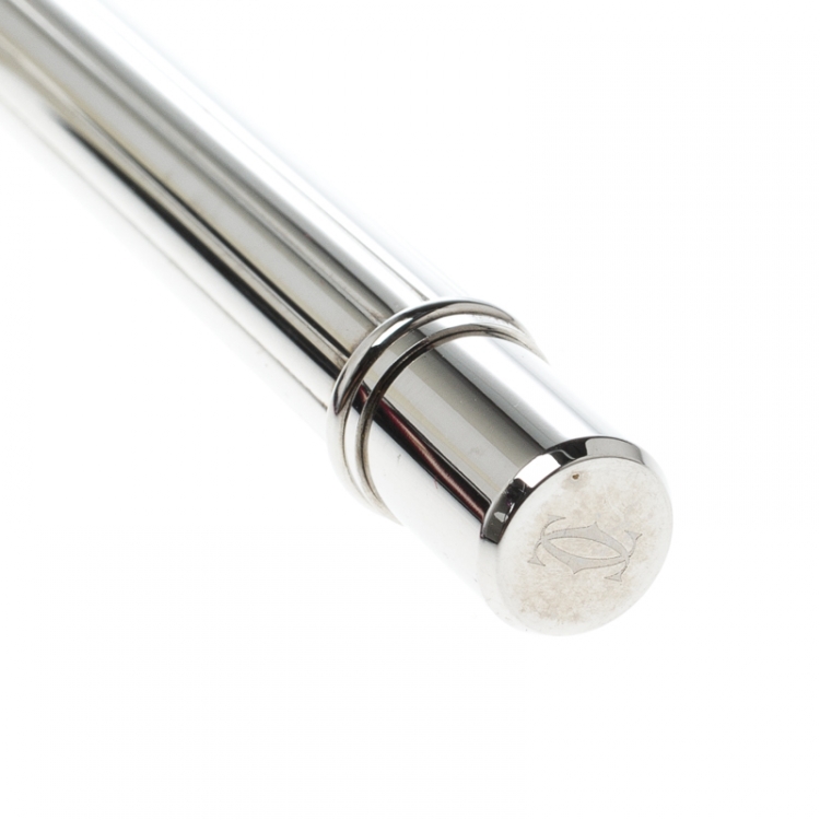 Pre Owned Cartier Textured Silver Tone Ballpoint Pen