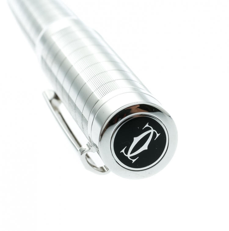 Pre Owned Cartier Pasha de Cartier Textured Platinum Finish Ballpoint Pen