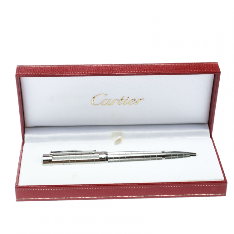 Pre Owned Cartier Pasha de Cartier Textured Platinum Finish Ballpoint Pen