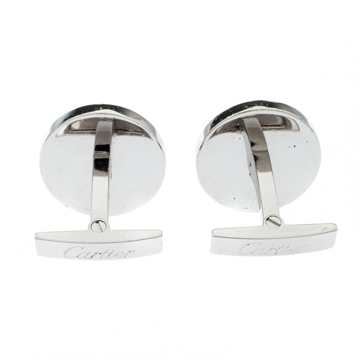 Pre Owned Cartier Water Resistant Decor Silver Round Cufflinks