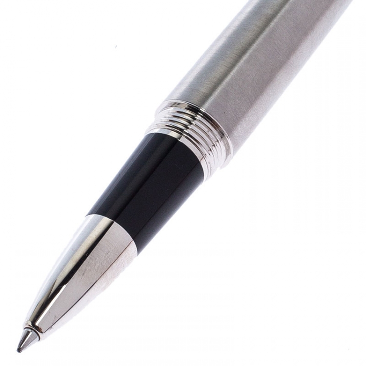 Pre Owned Cartier Silver Tone Chevron Patterned Rollerball Pen