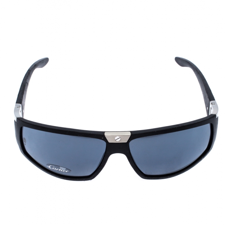 Cartier Black/Grey Matte Santos Sport 115 Shield Sunglasses
