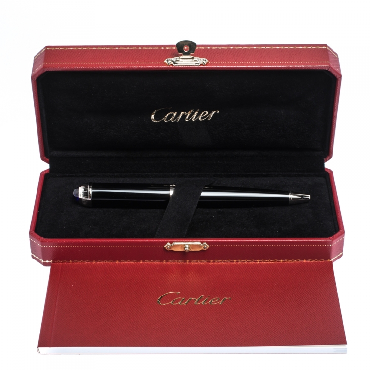 Cartier R De Cartier Black Resin Palladium Finish Ballpoint Pen Cartier ...