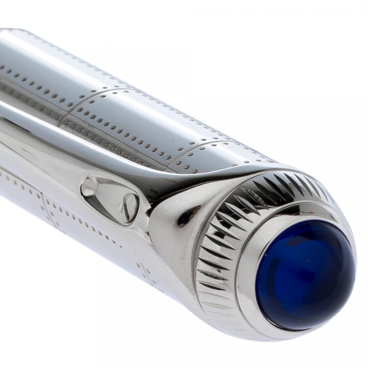 Pre Owned Cartier Transatlantique R de Cartier Rivet Motif Palladium Finish Ballpoint Pen