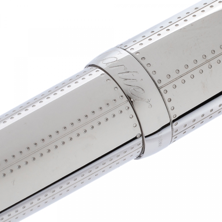 Pre Owned Cartier Transatlantique R de Cartier Rivet Motif Palladium Finish Ballpoint Pen