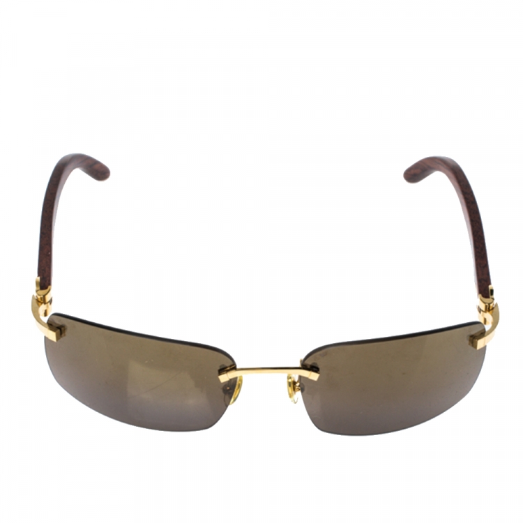 Gold & Wood Sunglasses Made in Luxembourg of Specialty Wood and Metal