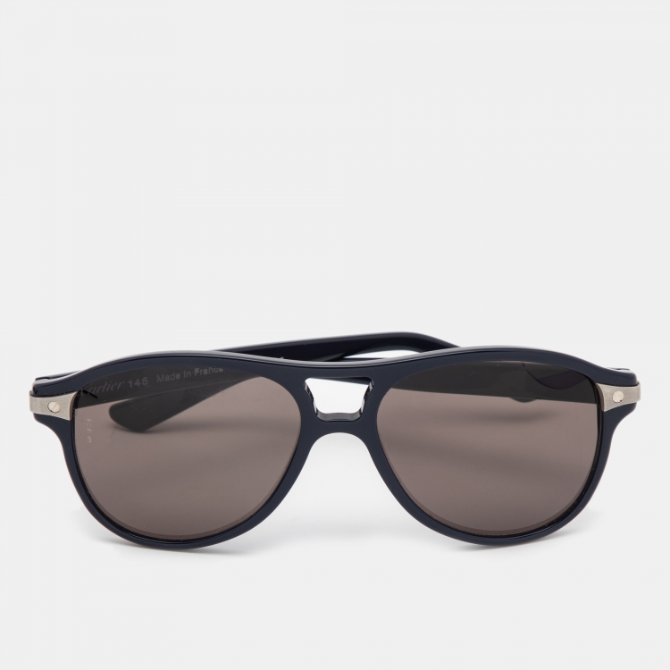 Pre Owned Cartier Blue Santos De Cartier Square Sunglasses