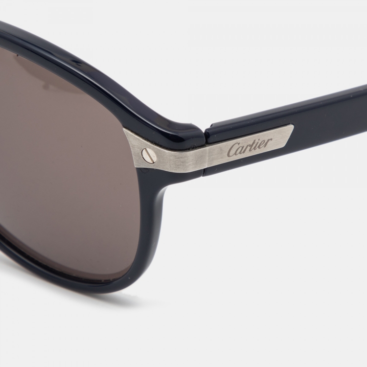 Pre Owned Cartier Blue Santos De Cartier Square Sunglasses