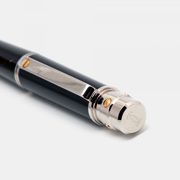 Pre Owned Cartier Santos de Cartier Black Composite Two Tone Ballpoint Pen