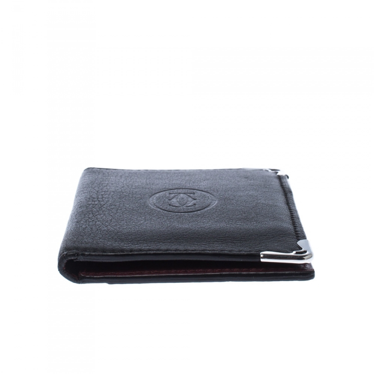 Pre Owned Cartier Black Leather Must De Cartier Card Holder