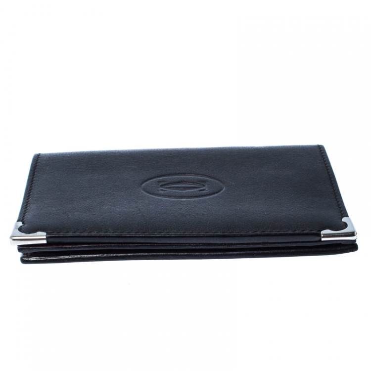 Pre Owned Cartier Black Leather Marcello de Cartier Bifold Wallet