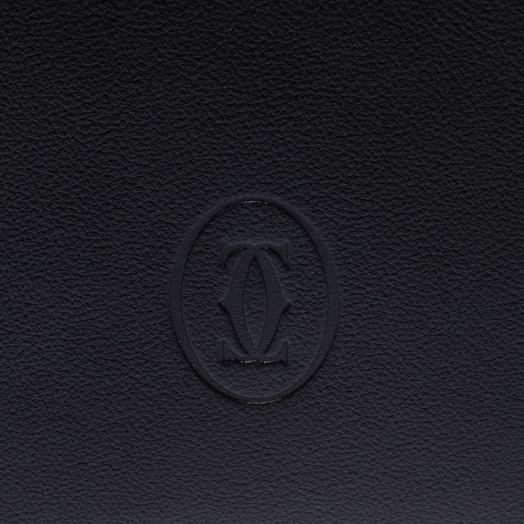 Pre Owned Cartier Black Leather Must De Cartier Bifold Wallet