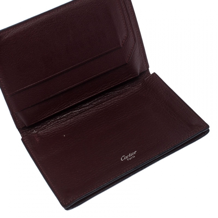 Pre Owned Cartier Black Leather Must De Cartier Bifold Wallet