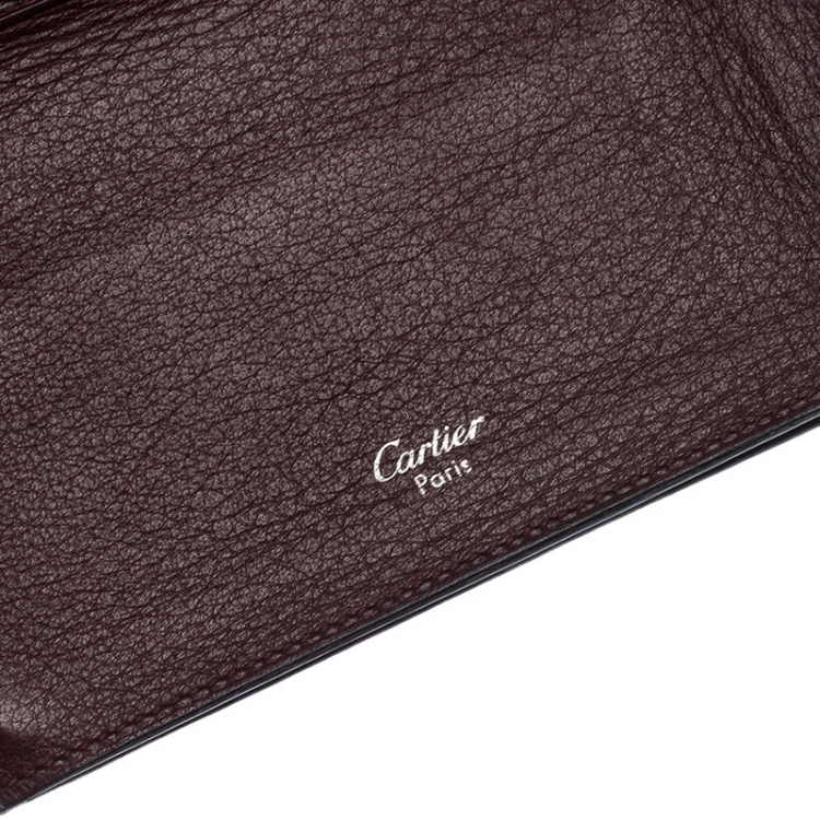 Pre Owned Cartier Black Leather Must De Cartier Bifold Wallet