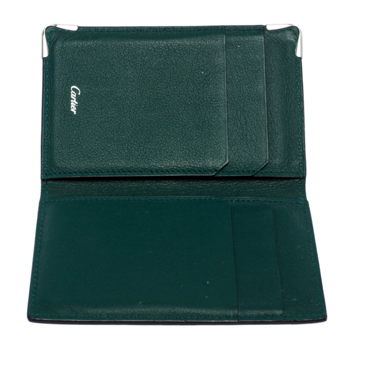 مملوكة مسبقًا Cartier Green Leather Must De Cartier Card Holder