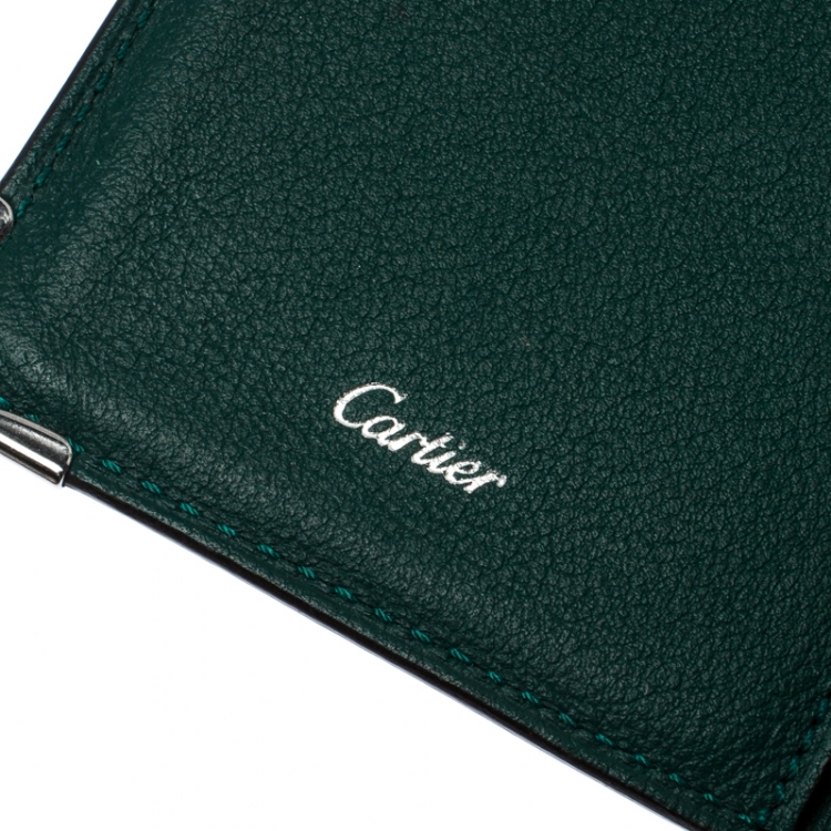 مملوكة مسبقًا Cartier Green Leather Must De Cartier Card Holder