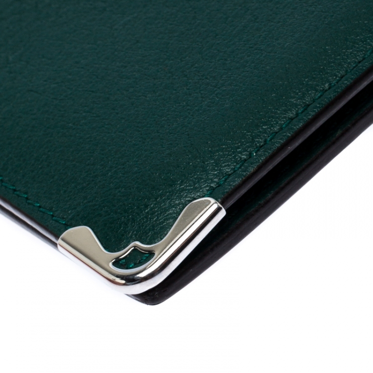 مملوكة مسبقًا Cartier Green Leather Must De Cartier Card Holder