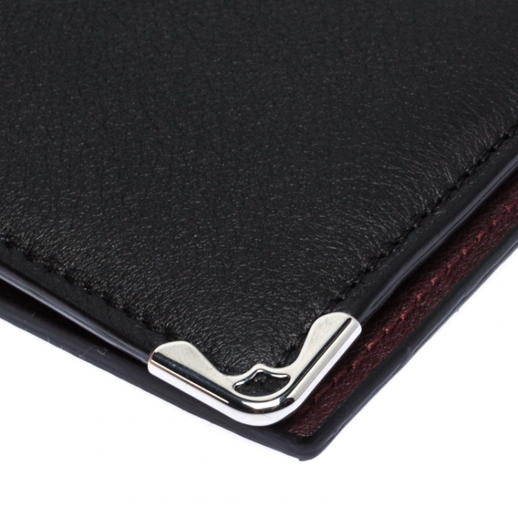 Pre Owned Cartier Black Leather Must De Cartier Bifold Wallet