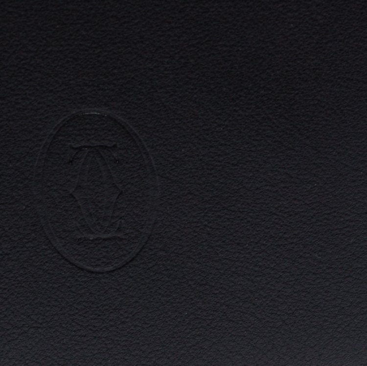 Pre Owned Cartier Black Leather Must De Cartier Bifold Wallet