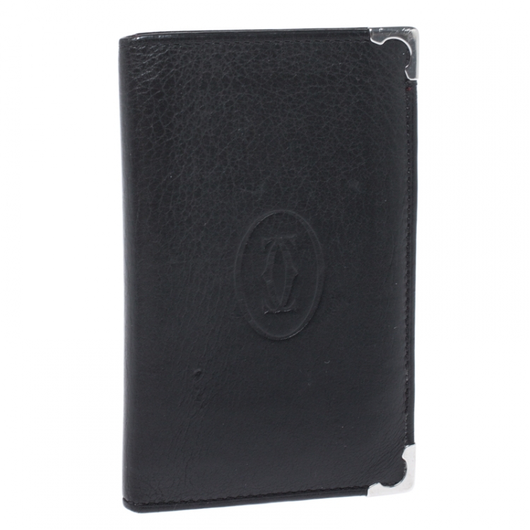 Pre Owned Cartier Black Leather Must De Cartier Card Holder