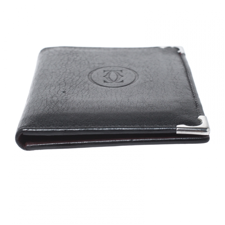 Pre Owned Cartier Black Leather Must De Cartier Card Holder