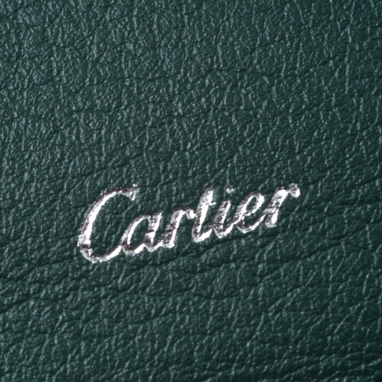 Pre Owned Cartier Green Leather Must De Cartier Card Holder