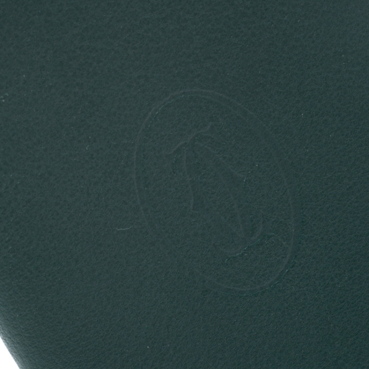 Pre Owned Cartier Green Leather Must De Cartier Card Holder