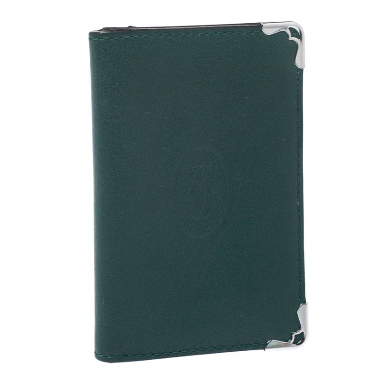 Pre Owned Cartier Green Leather Must De Cartier Card Holder