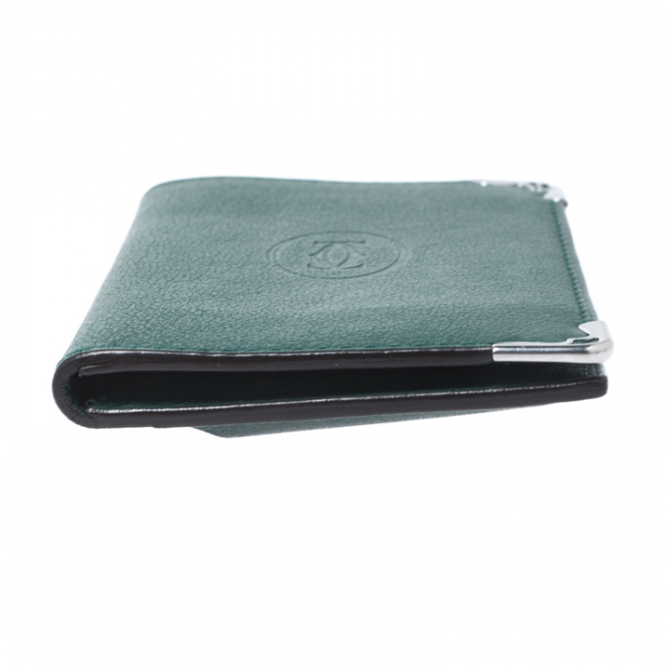 Pre Owned Cartier Green Leather Must De Cartier Card Holder