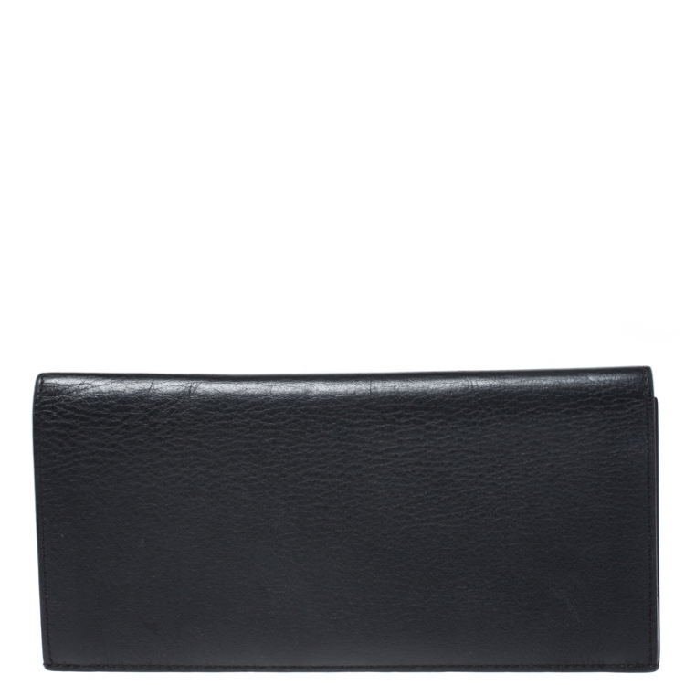 Pre Owned Cartier Black Leather Must de Cartier 7 CC Continental Wallet
