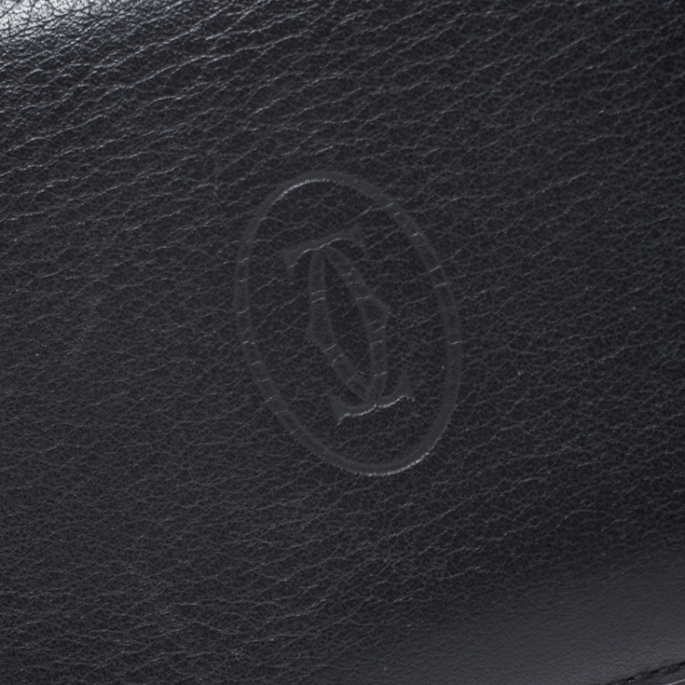 Pre Owned Cartier Black Leather Must de Cartier 7 CC Continental Wallet