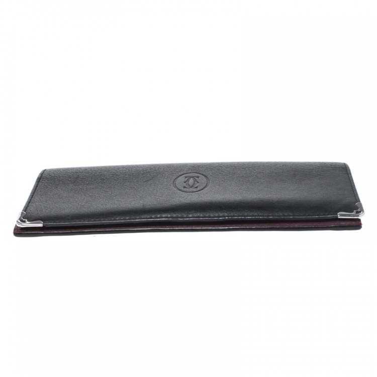 Pre Owned Cartier Black Leather Must de Cartier 7 CC Continental Wallet