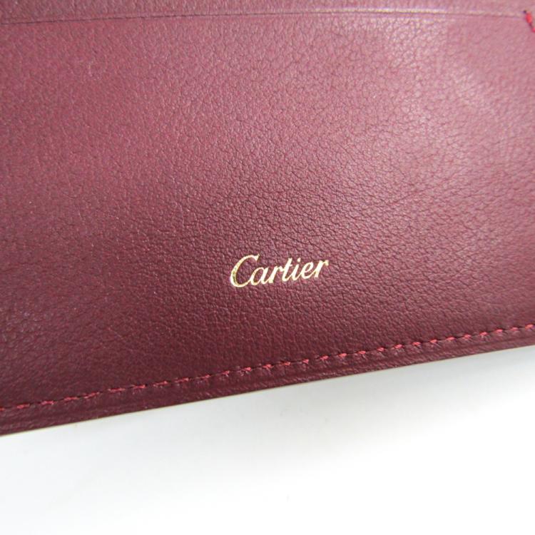 Pre Owned Cartier Bordeaux Leather Must Bifold Wallet 