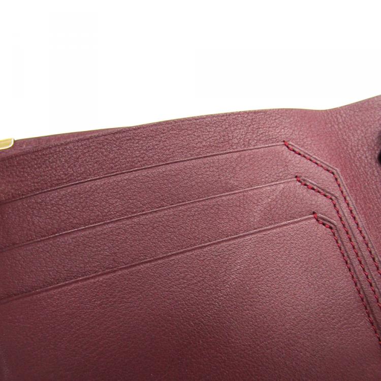Pre Owned Cartier Bordeaux Leather Must Bifold Wallet 