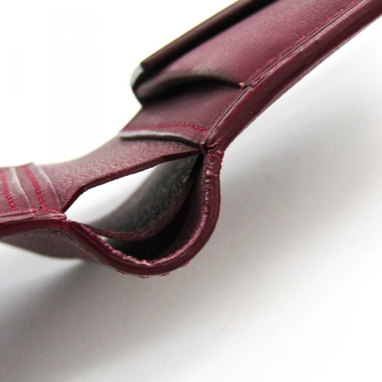 Pre Owned Cartier Bordeaux Leather Must Bifold Wallet 