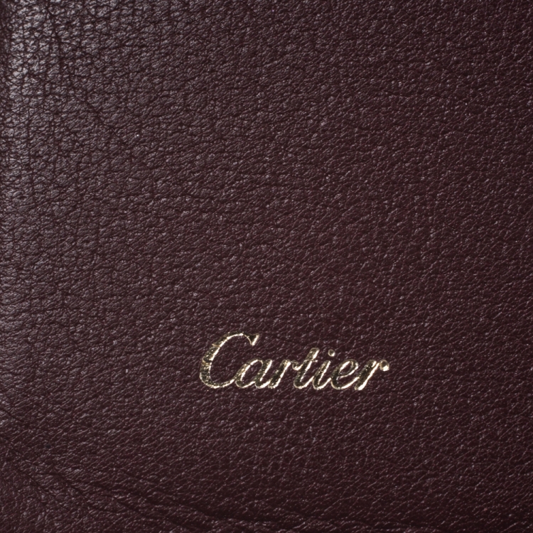 Pre Owned Cartier Burgundy Leather Must De Cartier Card Holder