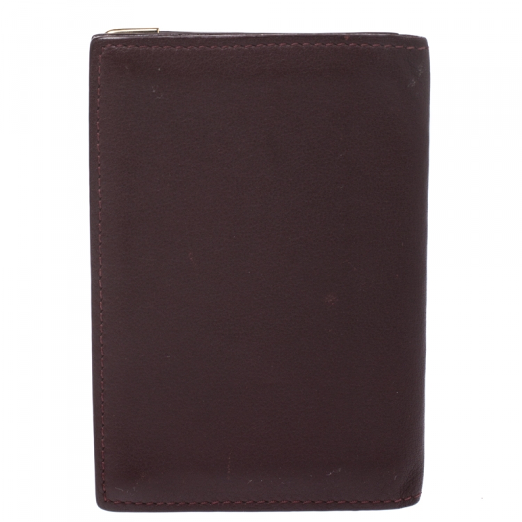 Pre Owned Cartier Burgundy Leather Must De Cartier Card Holder