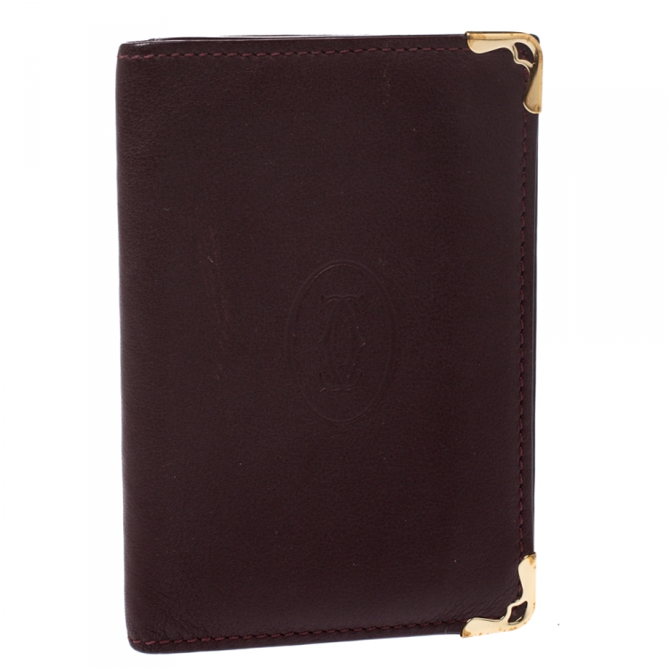 Pre Owned Cartier Burgundy Leather Must De Cartier Card Holder