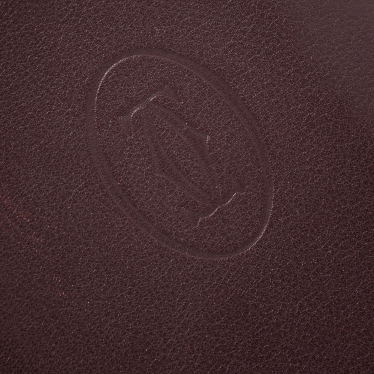 Pre Owned Cartier Burgundy Leather Must De Cartier Card Holder