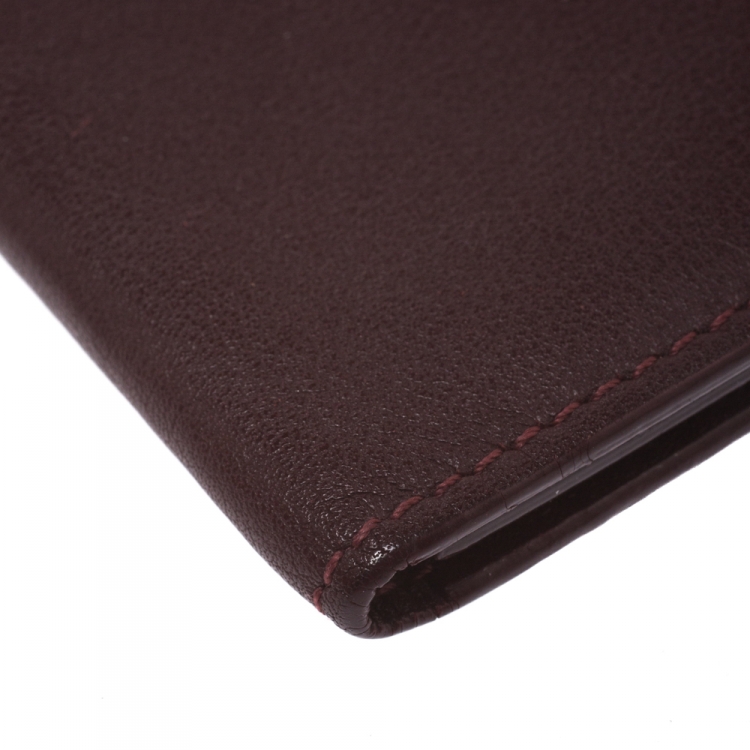 Pre Owned Cartier Burgundy Leather Must De Cartier Card Holder