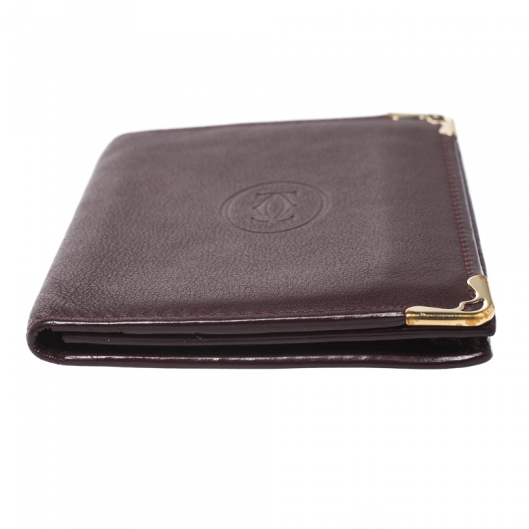 Pre Owned Cartier Burgundy Leather Must De Cartier Card Holder