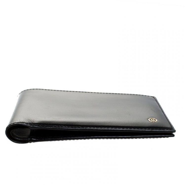 Pre Owned Cartier Black Leather Must De Cartier Bifold Wallet