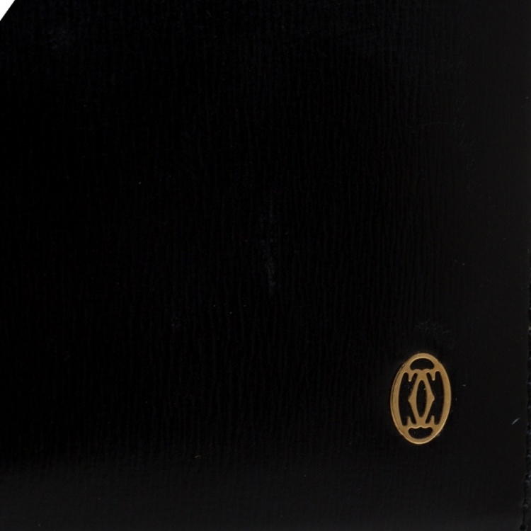 Pre Owned Cartier Black Leather Must De Cartier Bifold Wallet