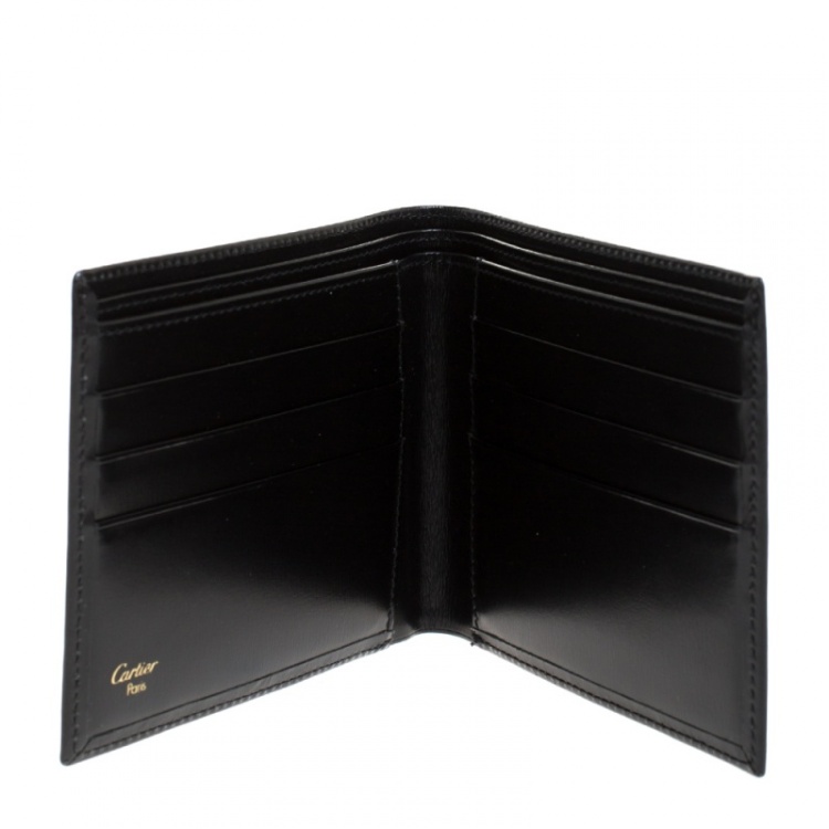 Pre Owned Cartier Black Leather Must De Cartier Bifold Wallet