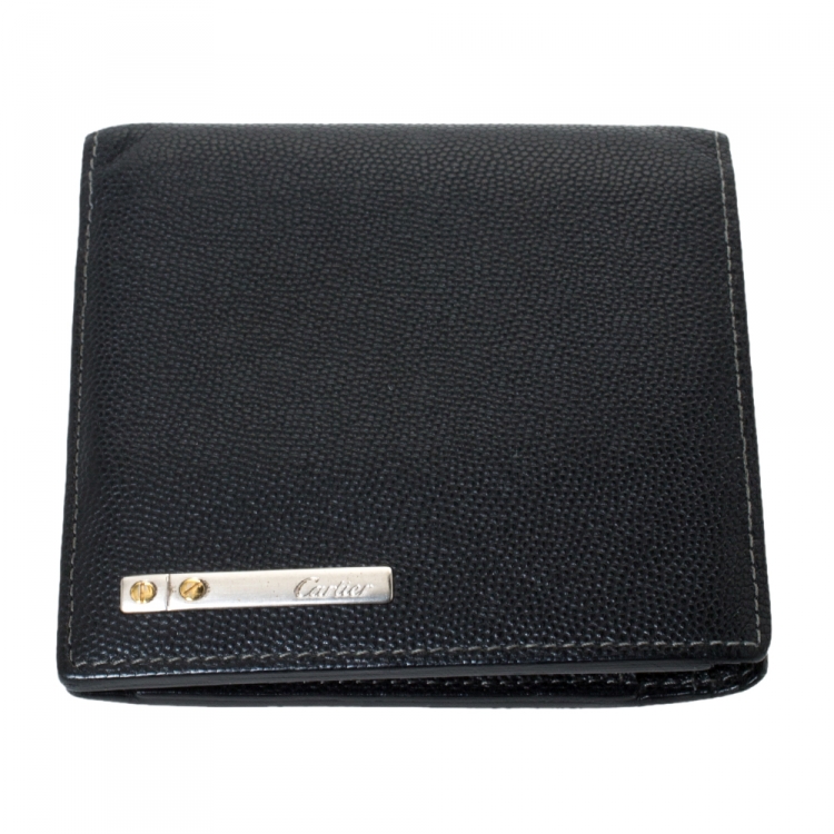 Pre Owned  Cartier Cartier Black Leather Must De Cartier Bifold Wallet