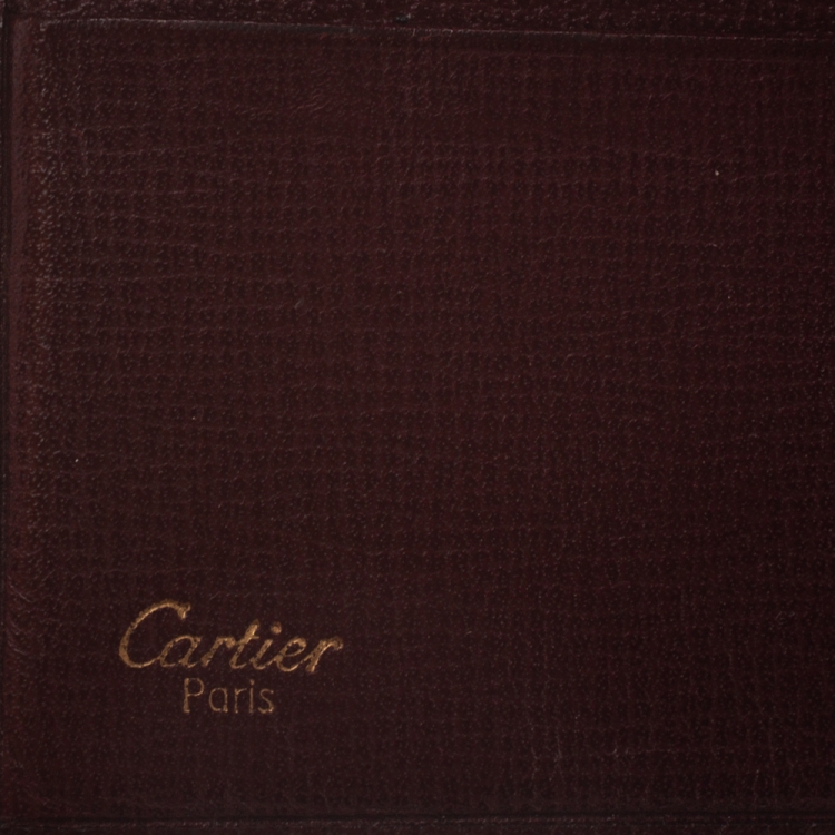 Pre Owned Cartier Burgundy Leather Must De Cartier Bifold Wallet
