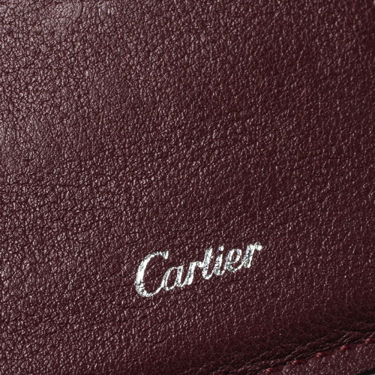 Pre Owned Cartier Black Leather Must De Cartier 6CC Bifold Wallet