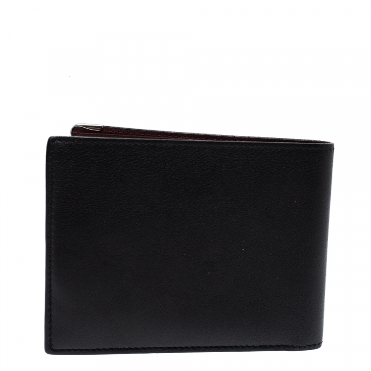 Pre Owned Cartier Black Leather Must De Cartier 6CC Bifold Wallet
