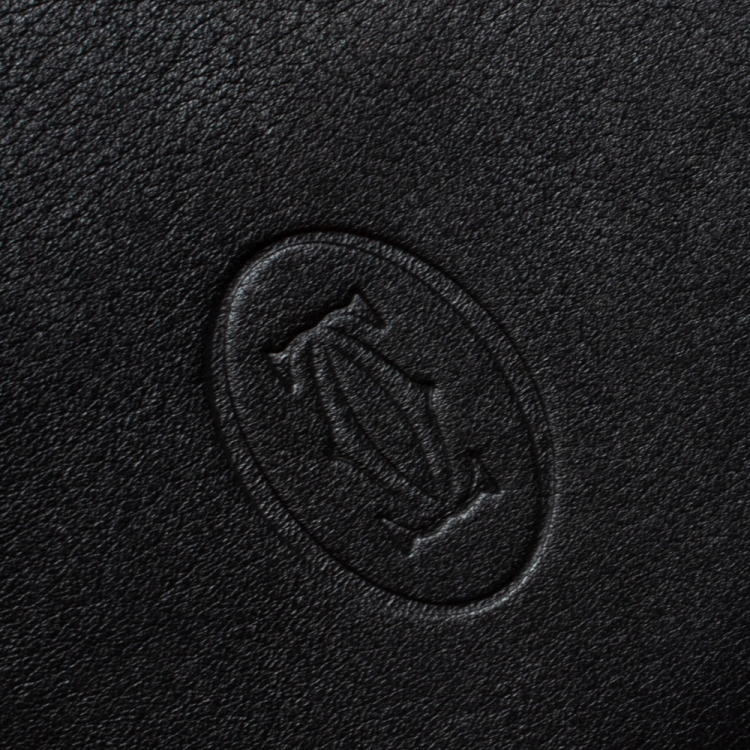 Pre Owned Cartier Black Leather Must De Cartier 6CC Bifold Wallet